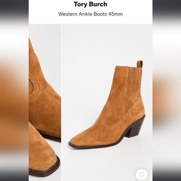 NEW Tory Burch Suede Leather Western Ankle Heeled block heel pointed toe Boots - Picture 11 of 17